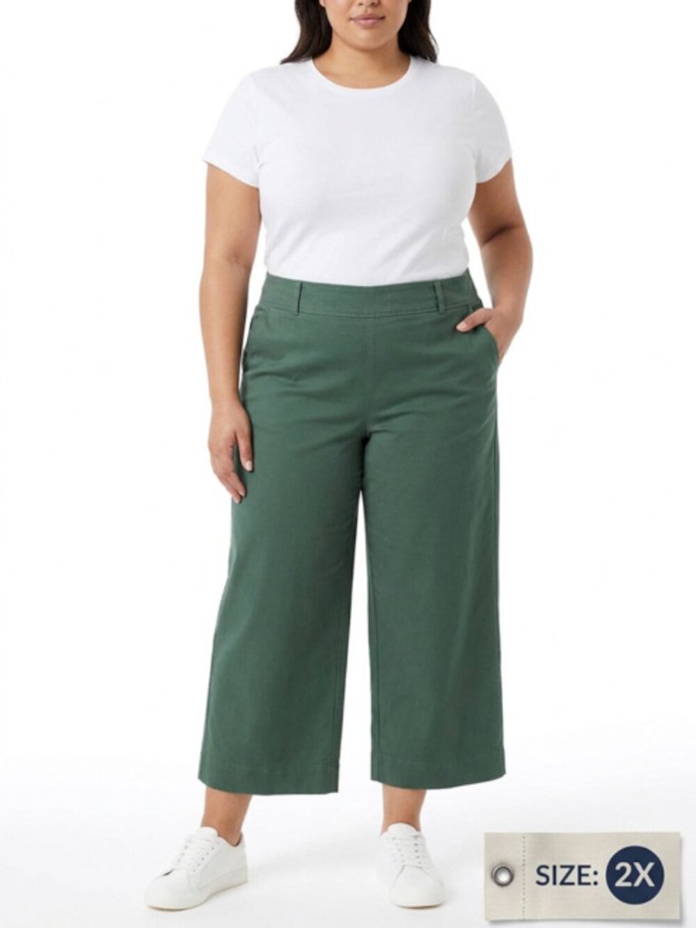 NWT Gloria Vanderbilt High Rise Wide Leg Crop Pants Sage 22W